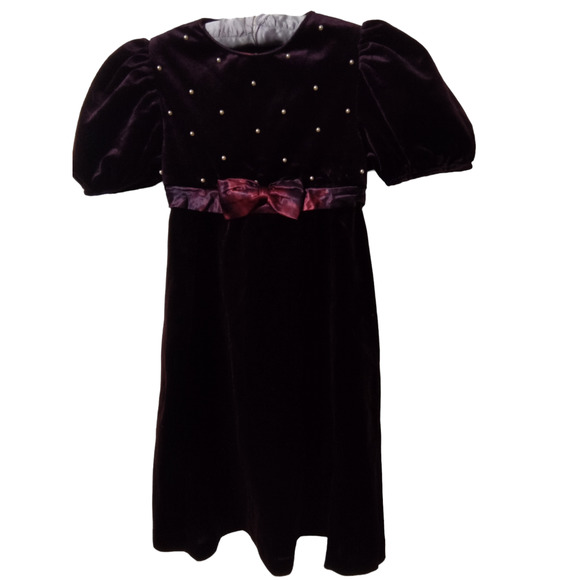 Rare Editions Purple Velour Vintage Girls Dress sz 7 - Picture 1 of 6